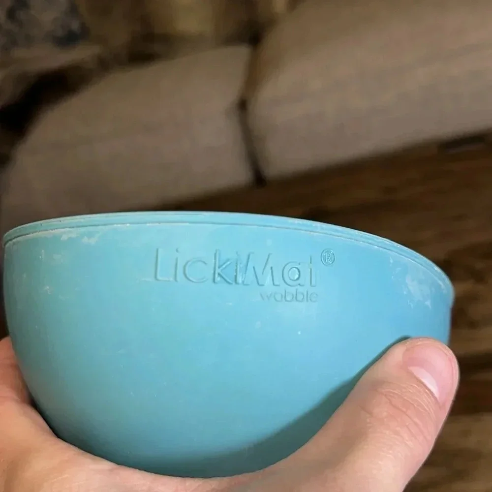 LICKIMAT Wobble Dog Feeder Bowl Reduces Anxiety & Boredom Pet Dog Bowl Blue